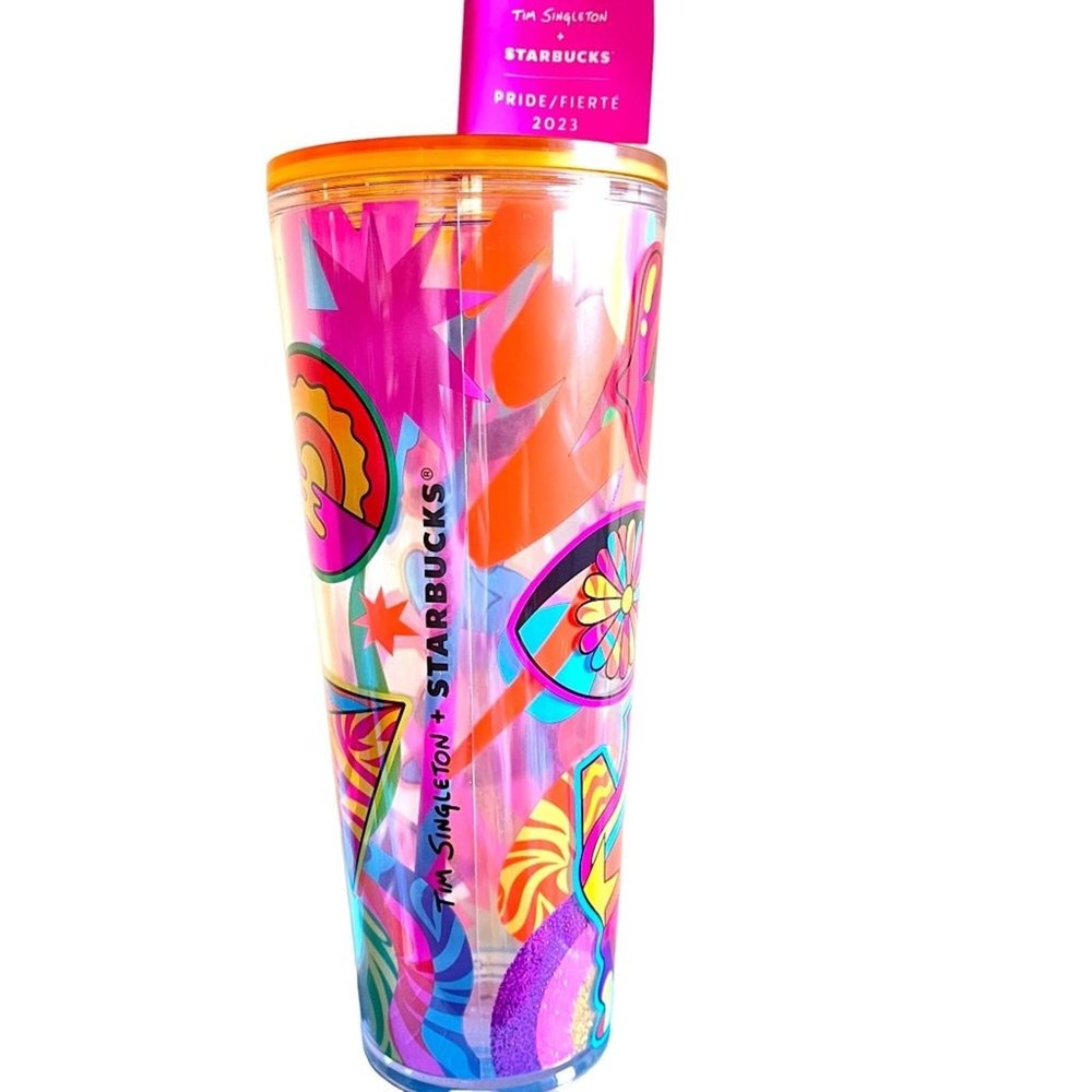 Starbucks Pride 2023 Tim Singleton Peace Rainbow Clear Orange Venti Tumbler New